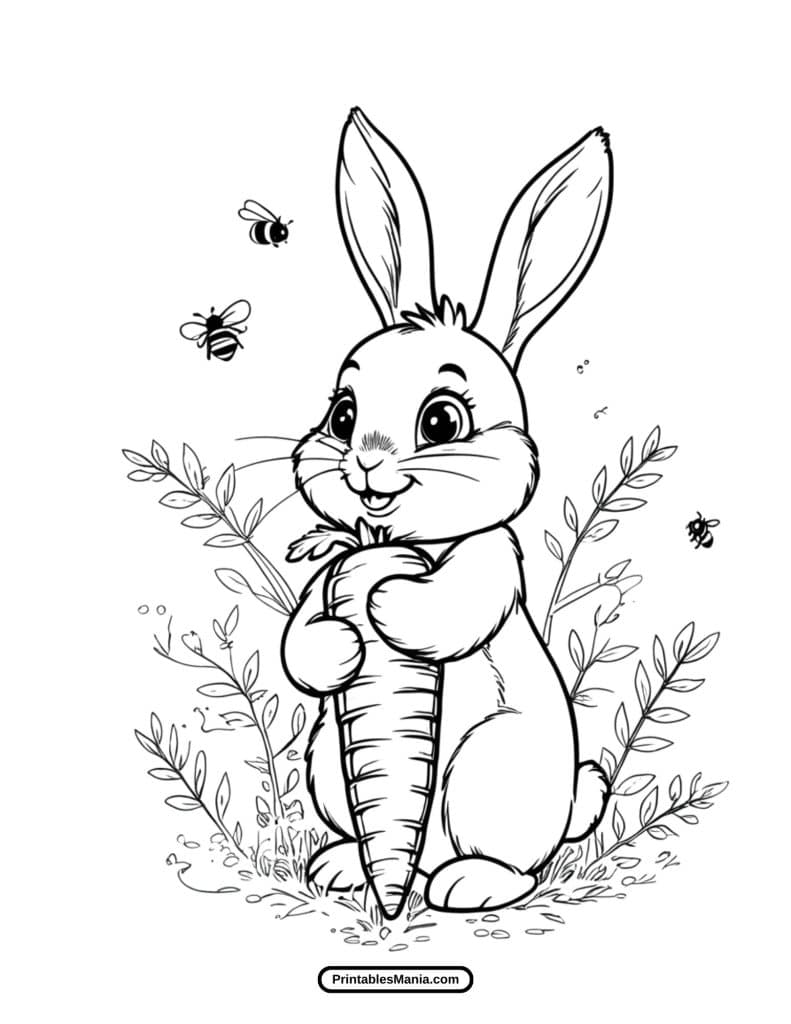 free printable bunny coloring sheet for kids