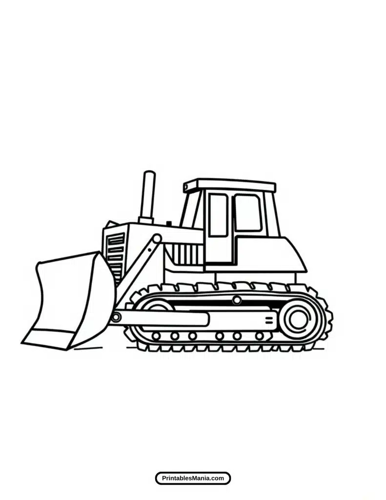 bulldozer coloring page with a powerful construction vehicle