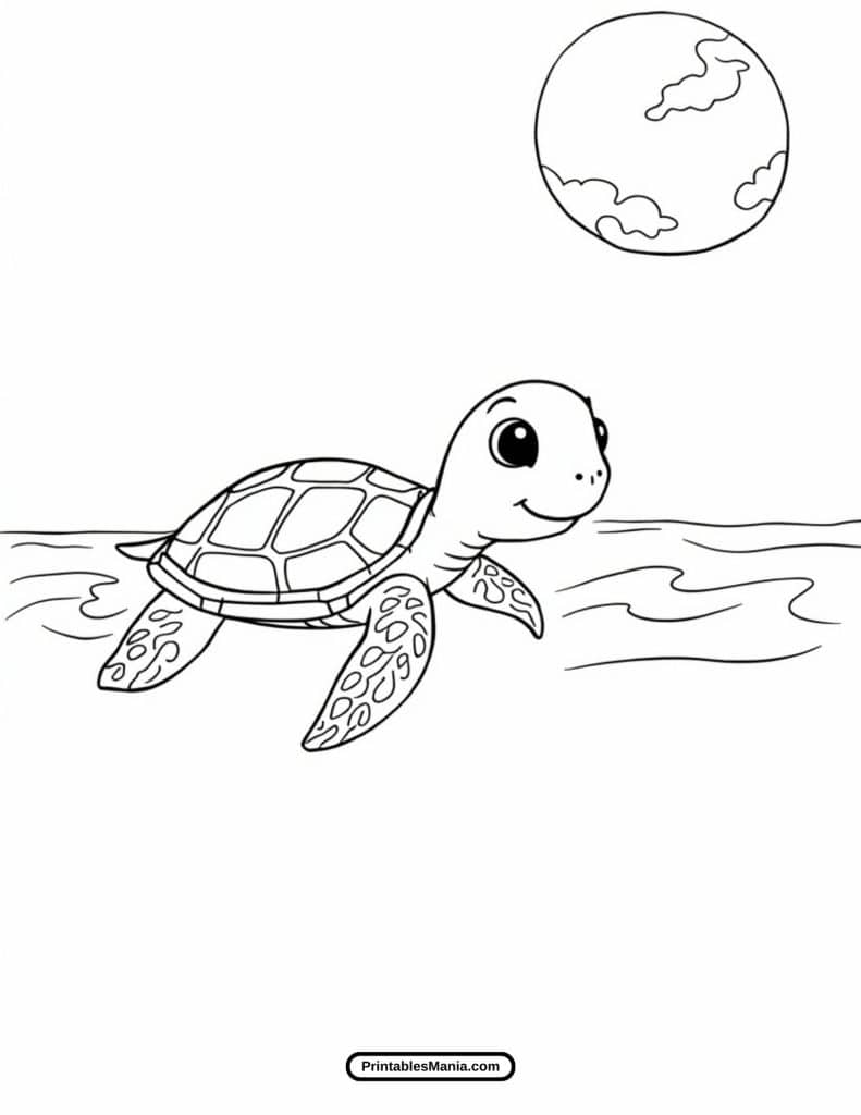 simple sea turtle outline for coloring