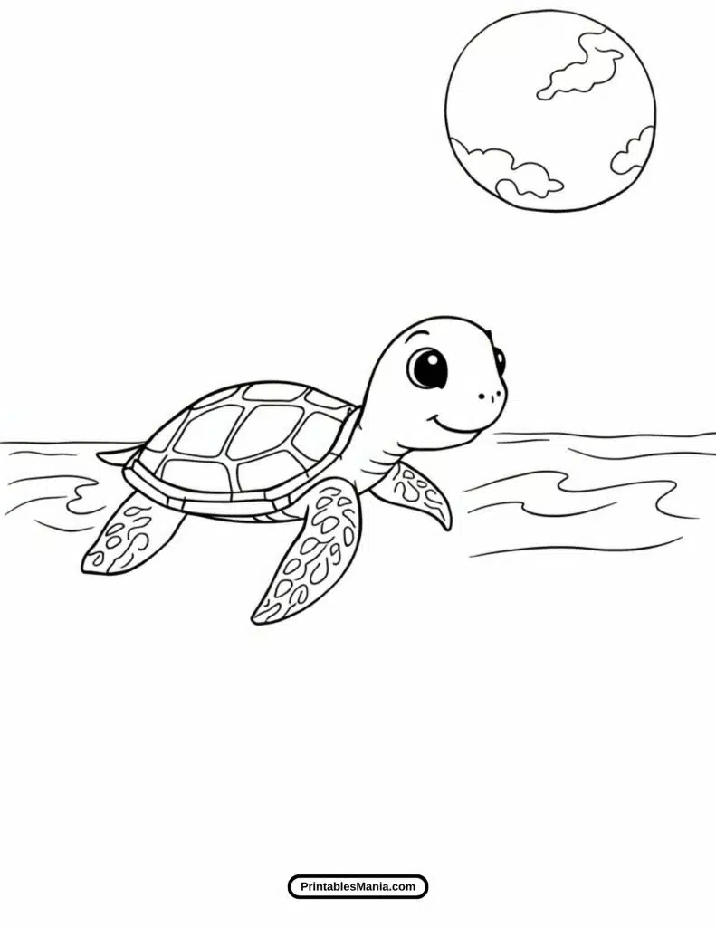 simple sea turtle outline for coloring