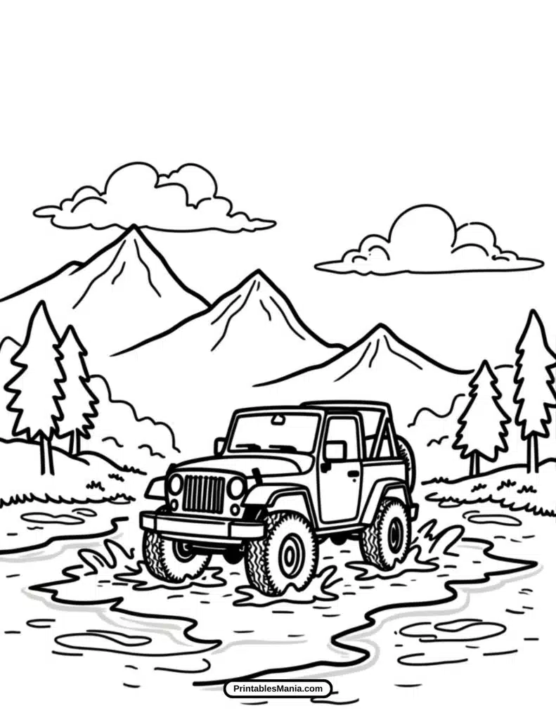 off-road jeep coloring page