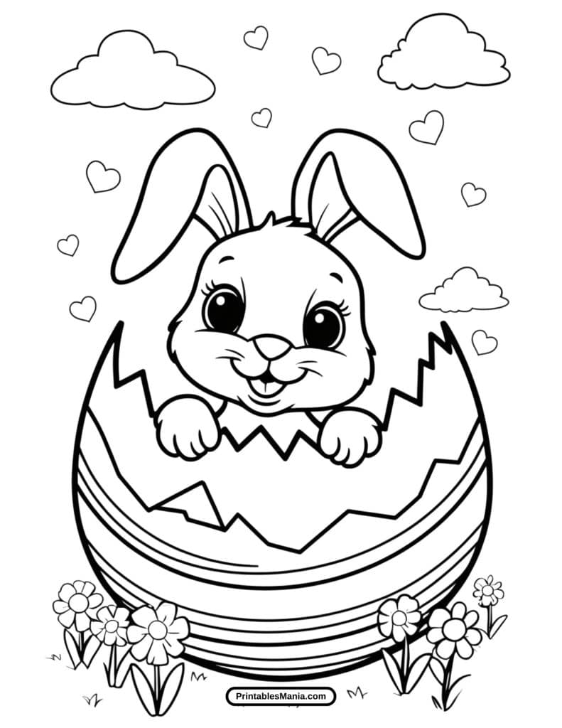 easter bunny magician with eggs coloring page