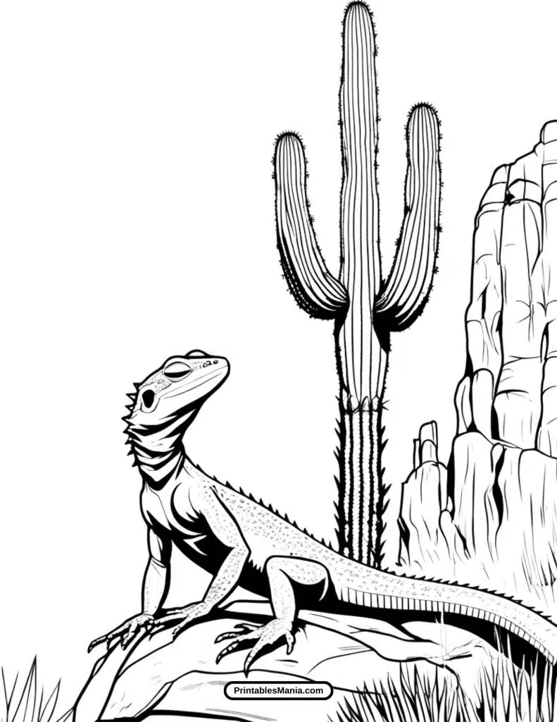 desert lizard coloring page for kids