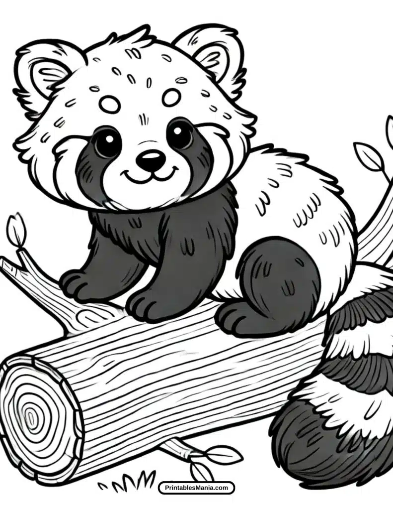 easy red panda coloring page for beginners