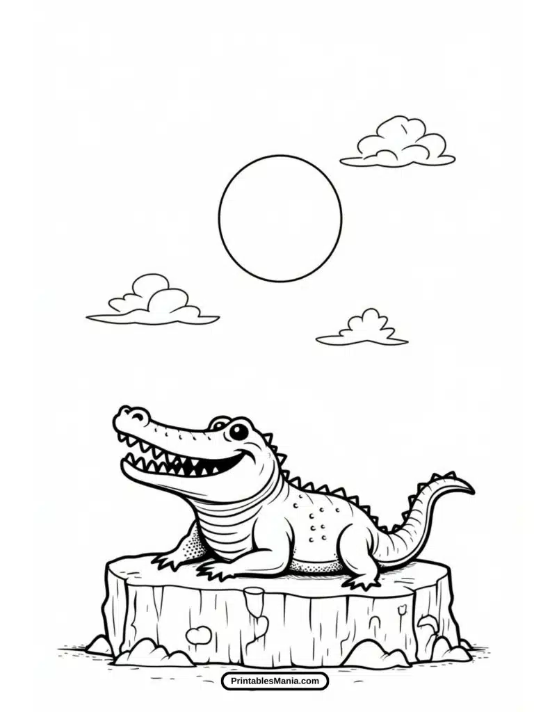 cute baby crocodile coloring sheet for toddlers