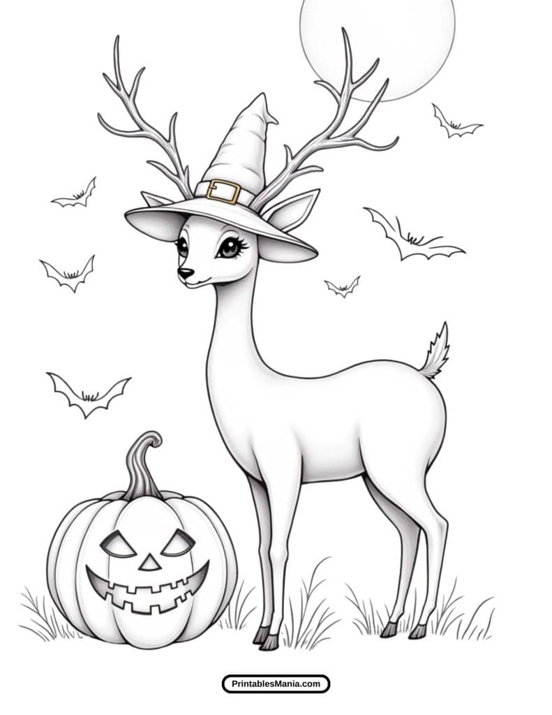 deer halloween coloring page