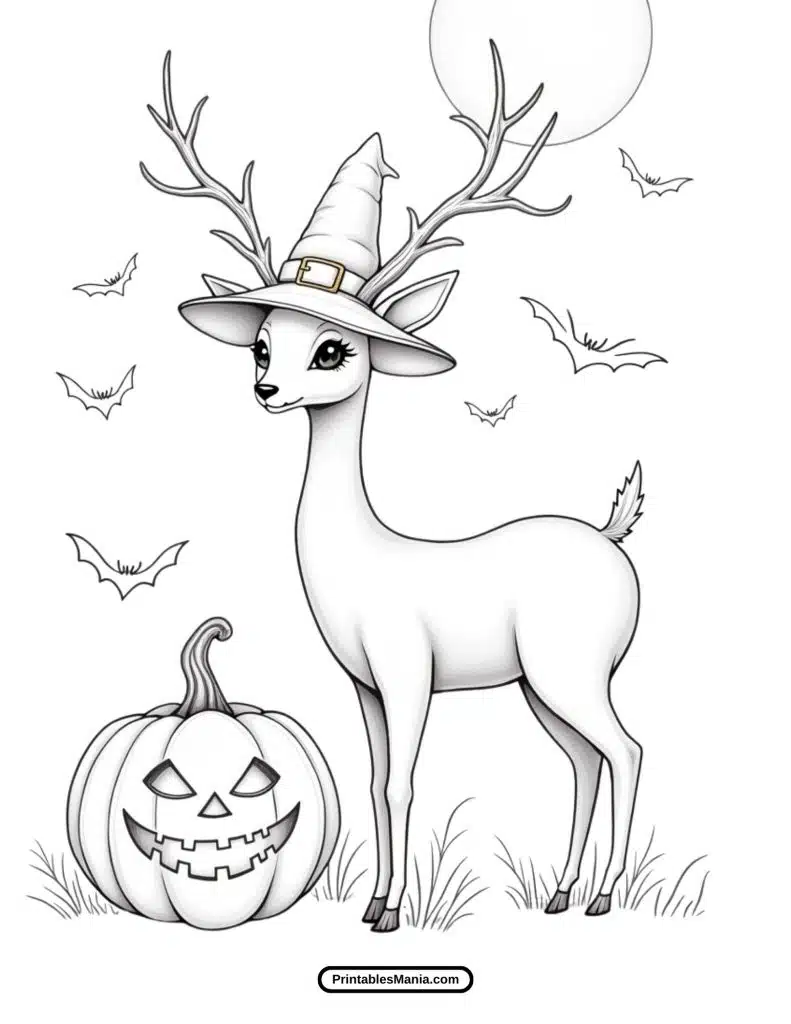 deer halloween coloring page