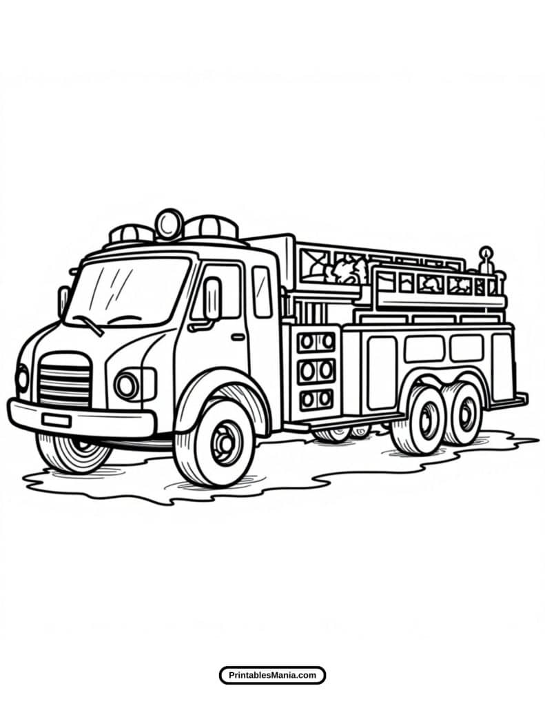 easy fire truck coloring template