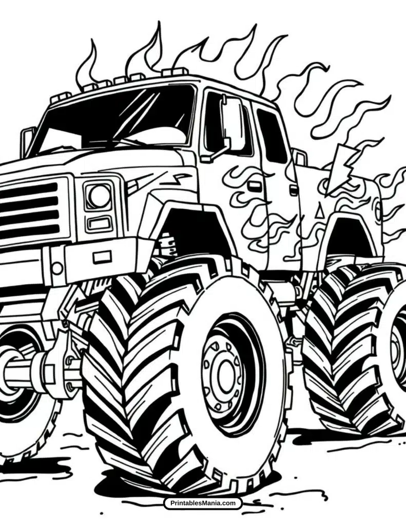 big wheels monster truck coloring page