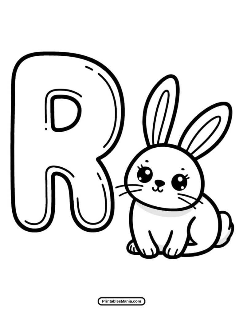 letter R alphabet coloring page