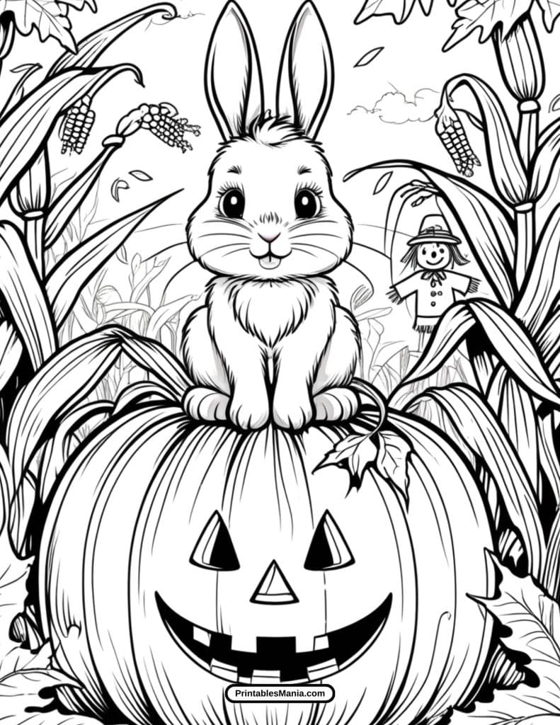 adorable baby bunny coloring page with big fluffy ears