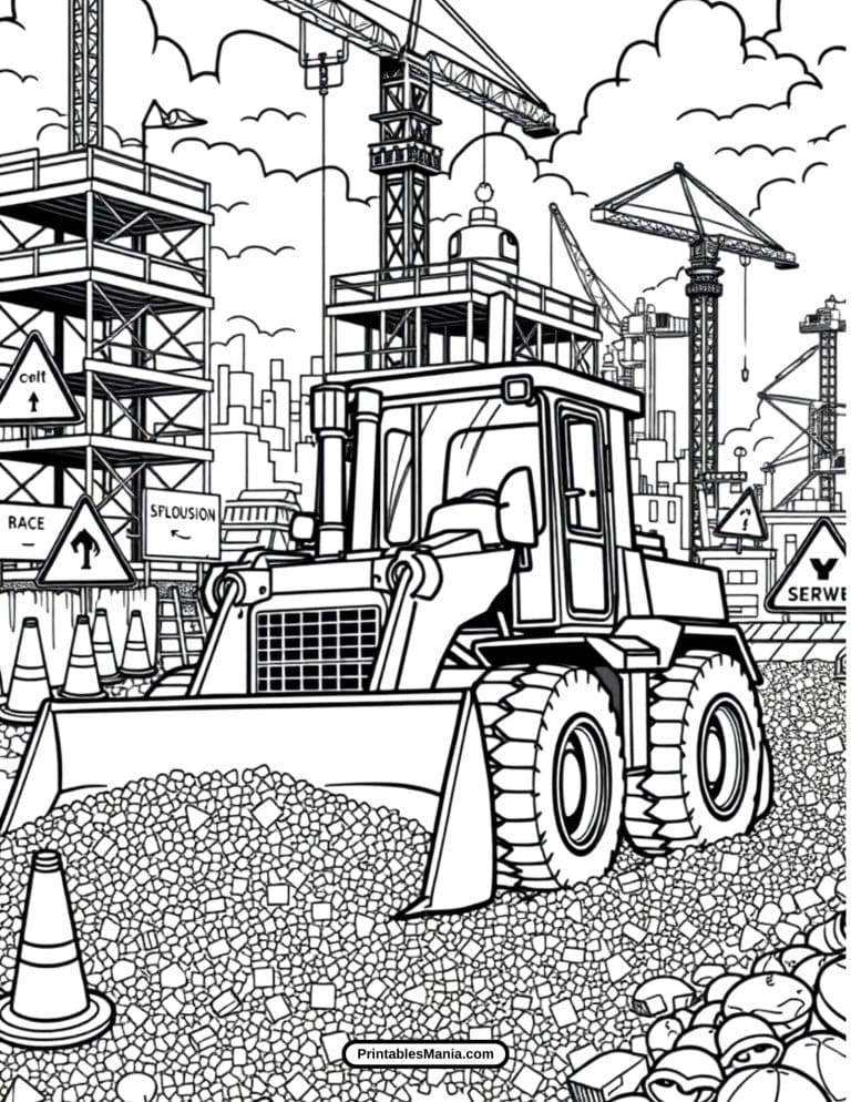 Bulldozer Coloring Pages - Printables Mania
