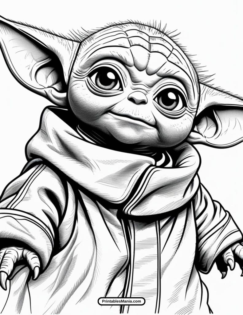 simple baby yoda outline for coloring