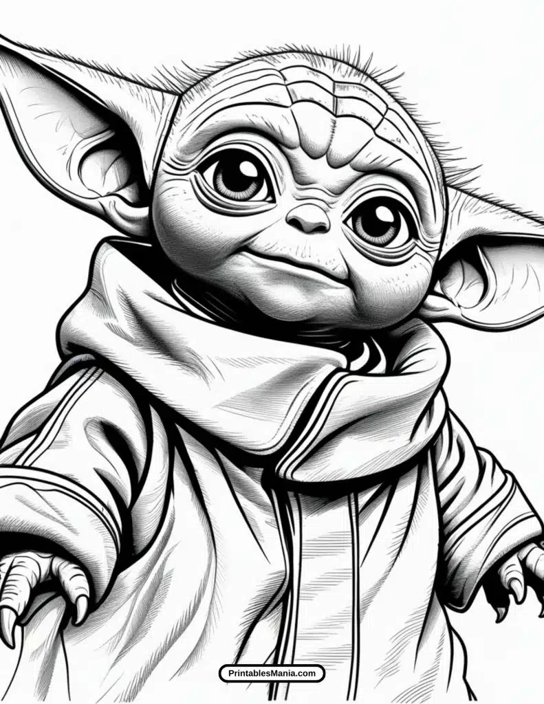 simple baby yoda outline for coloring