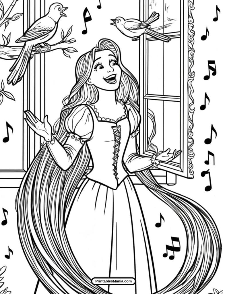 easy rapunzel coloring sheet for kids