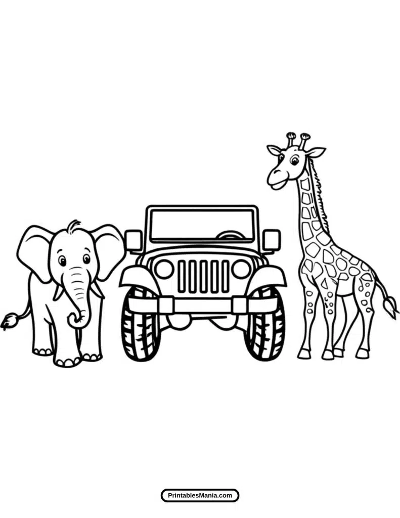 simple jeep outline for coloring