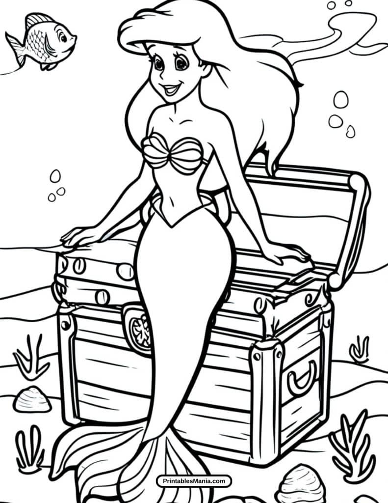 beautiful ariel mermaid coloring page ready for vibrant colors