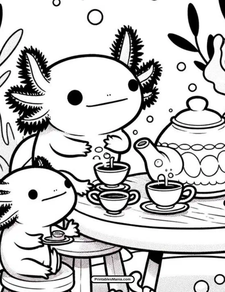 adorable axolotl drawing for coloring