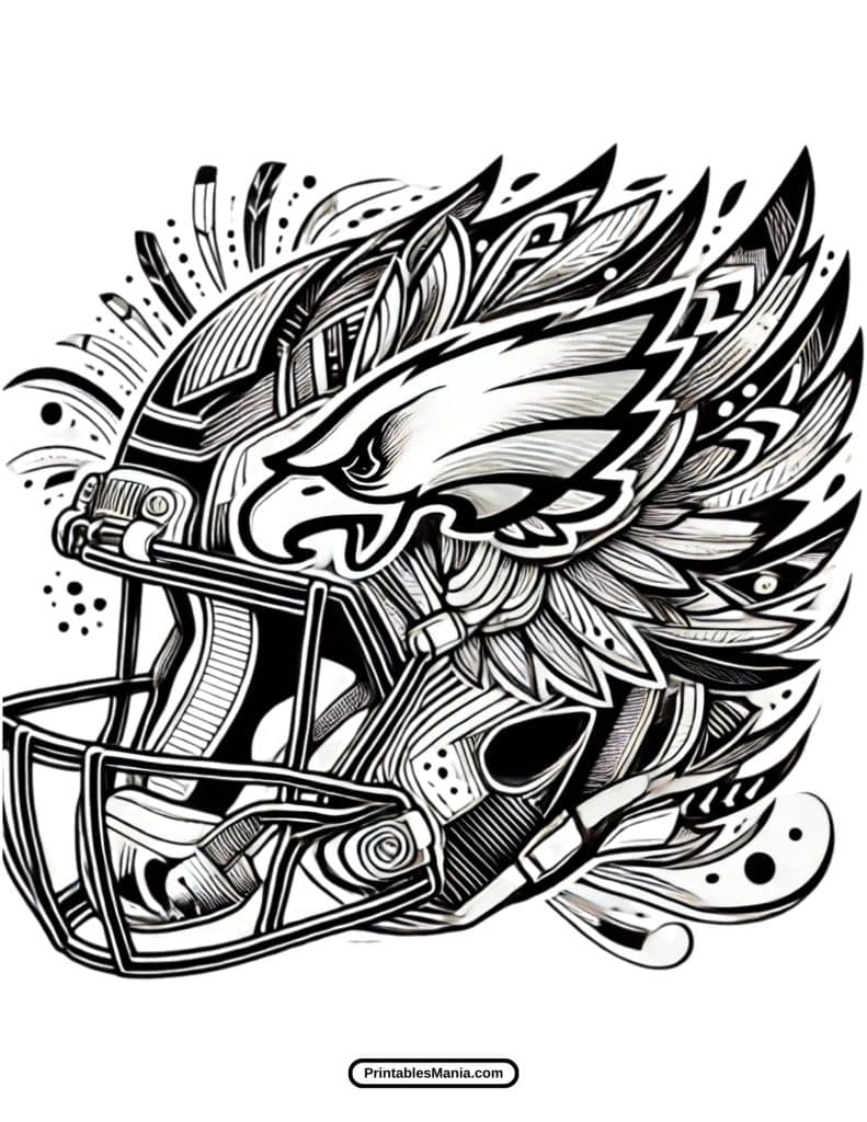 simple and easy eagles helmet coloring sheet printable