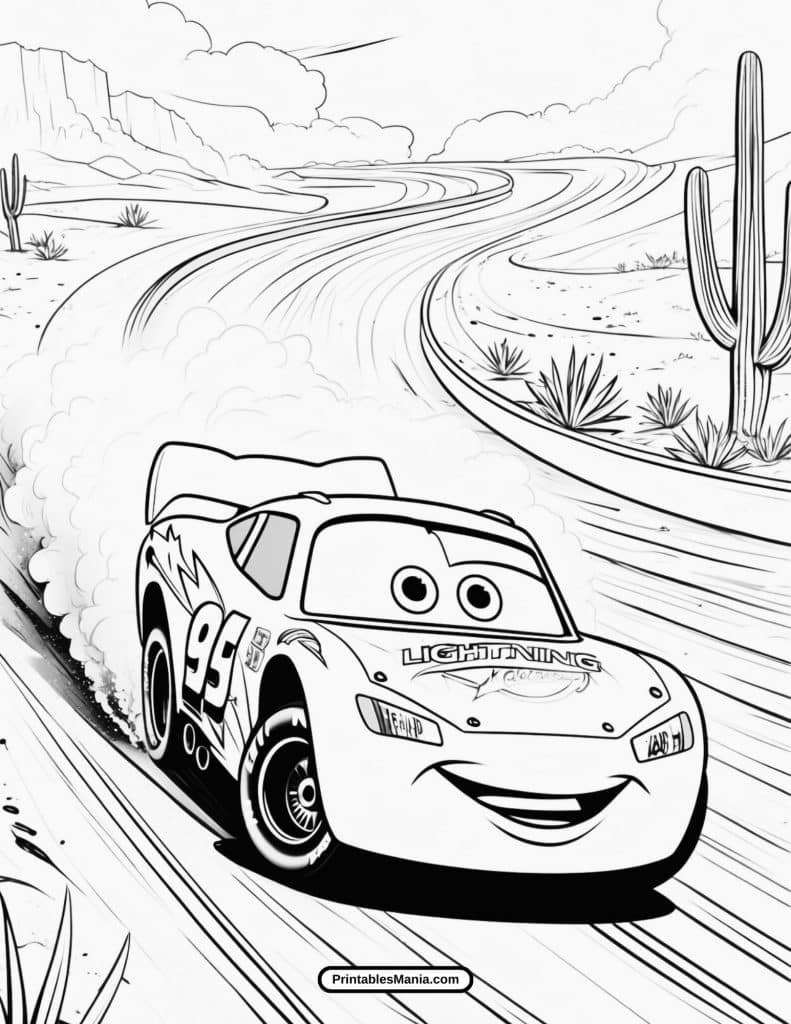 llightning mcqueen coloring page for young artists