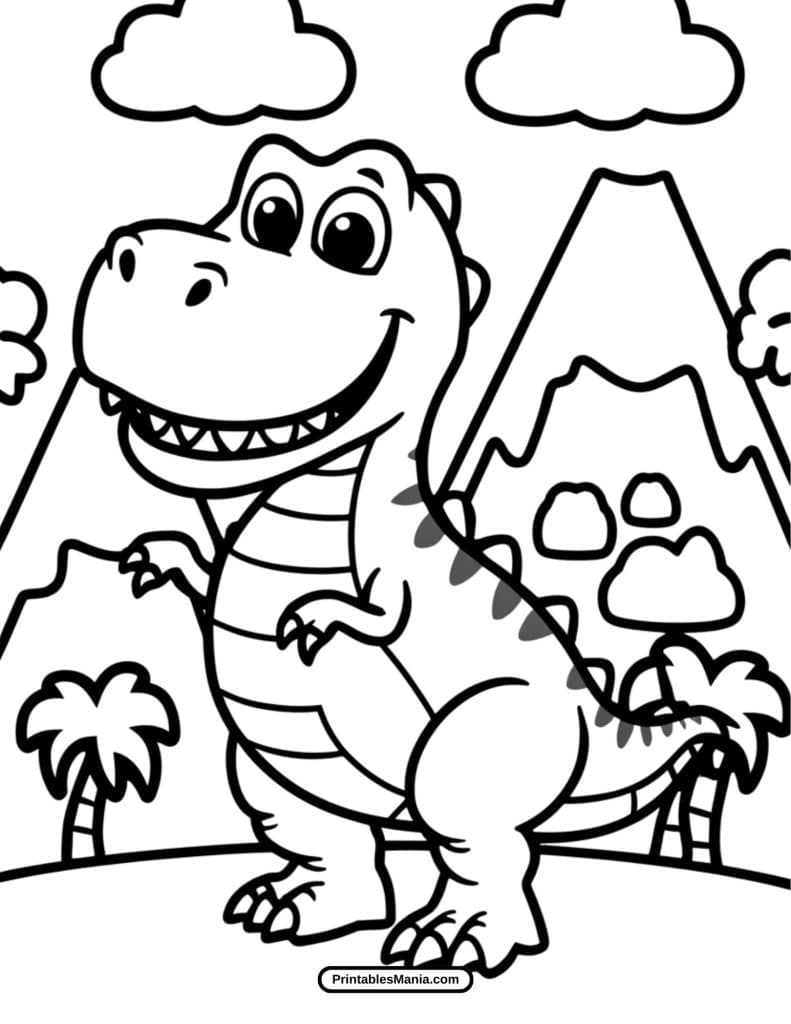 t-rex coloring page for kids