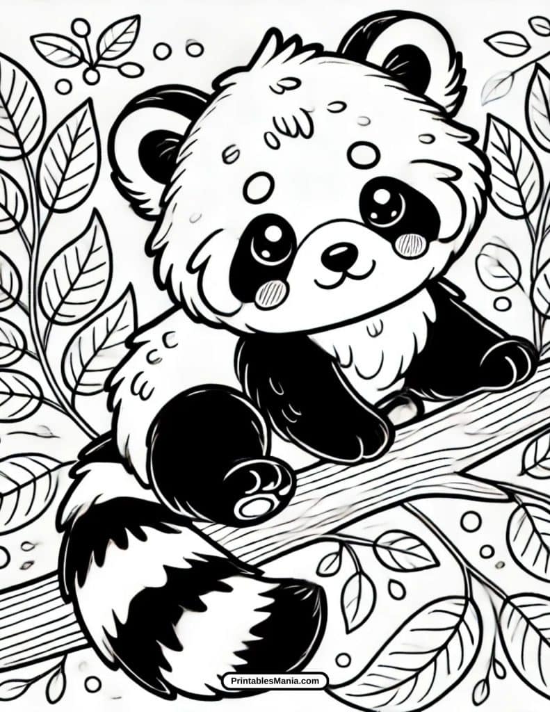 fun red panda printable coloring activity