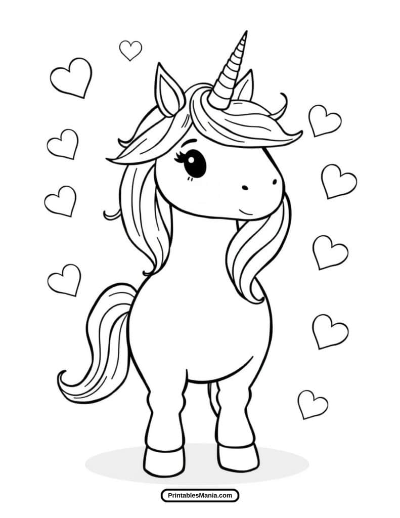 fantasy unicorn with glittering horn coloring sheet