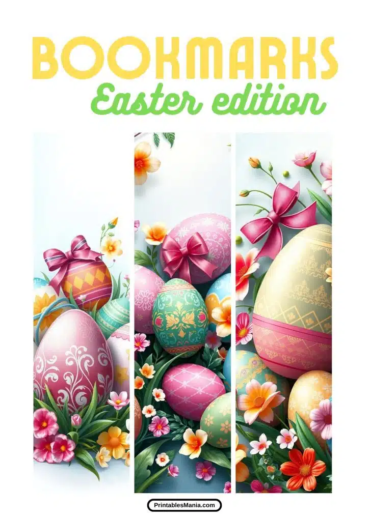 easter egg-themed bookmarks with colorful and intricate designs