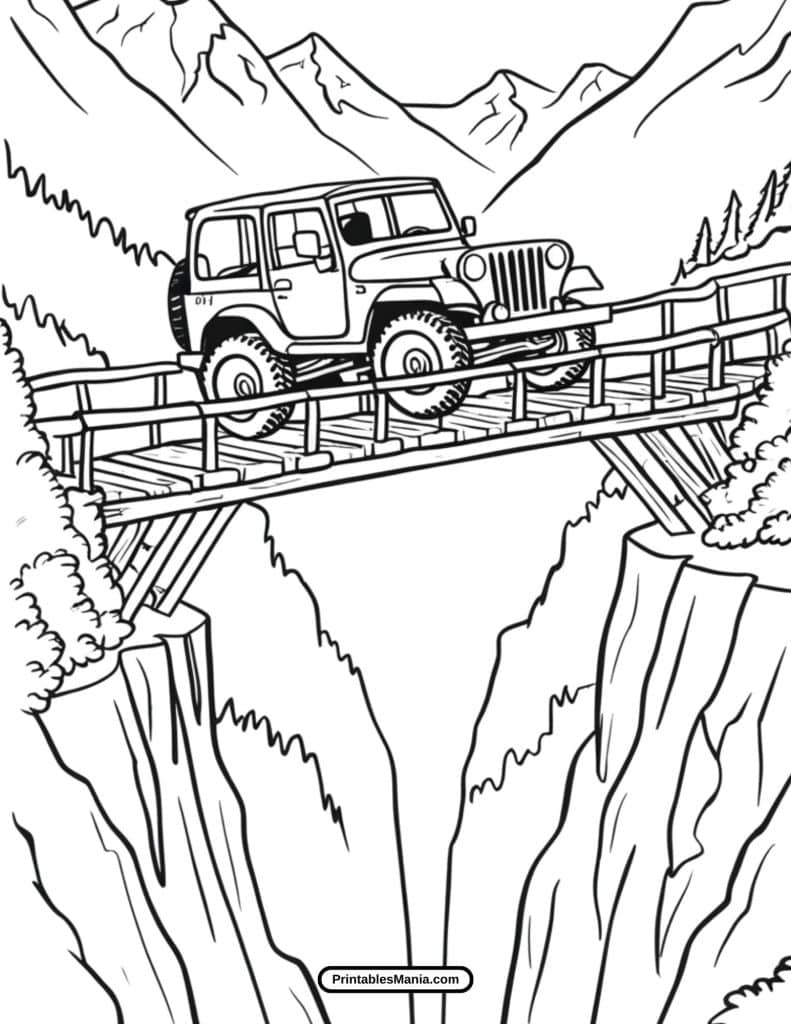 cartoon jeep coloring page for toddlers