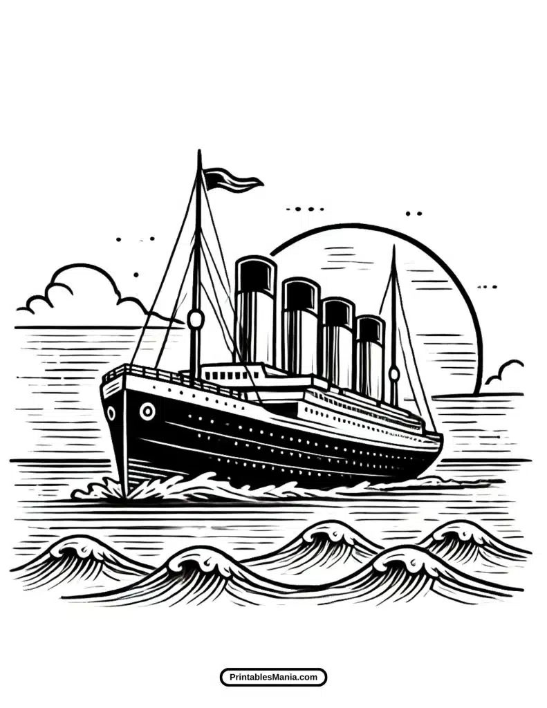 titanic ship drawing for kids to color