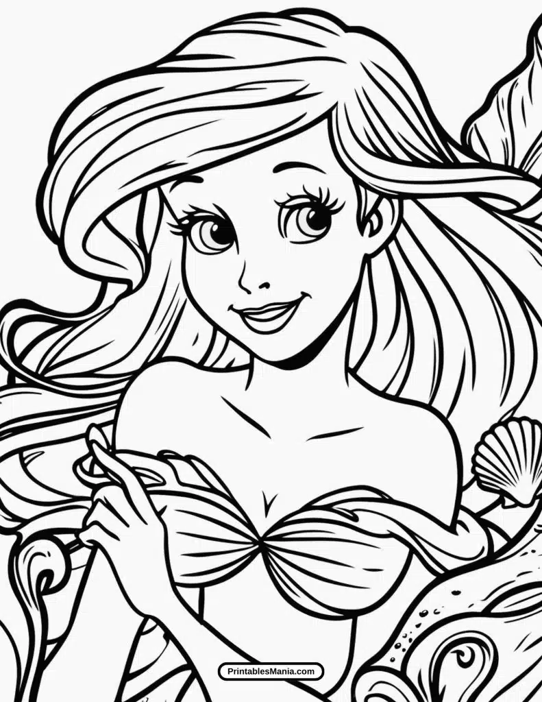 interactive ariel coloring page designed for imaginative play