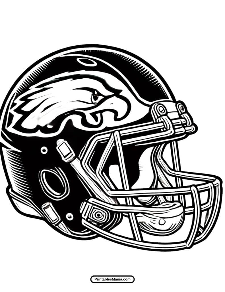 realistic eagles football helmet coloring page pdf