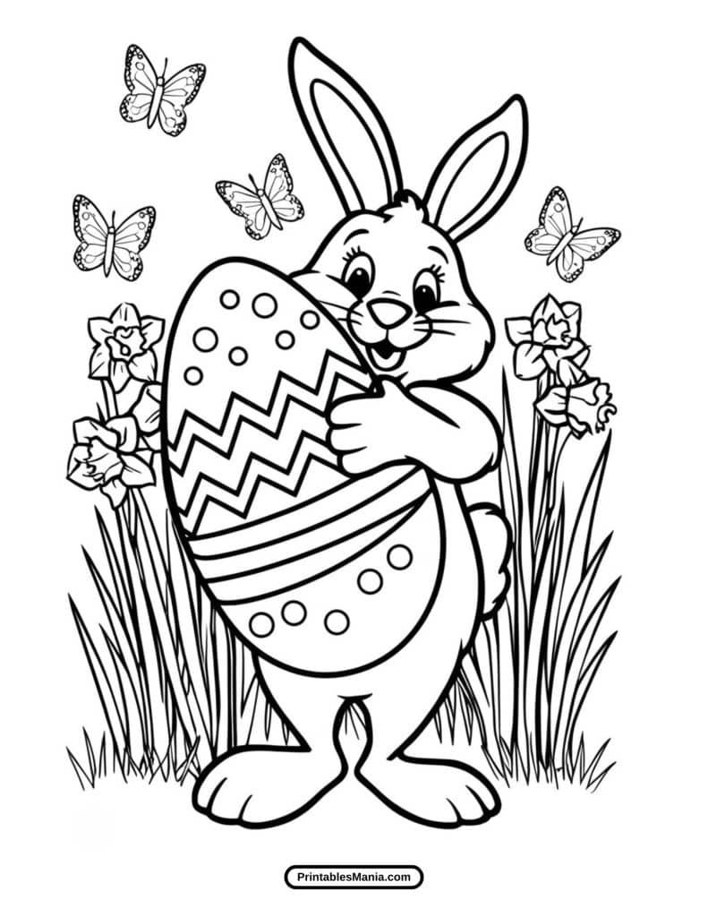 fun easter bunny and egg hunt coloring sheet