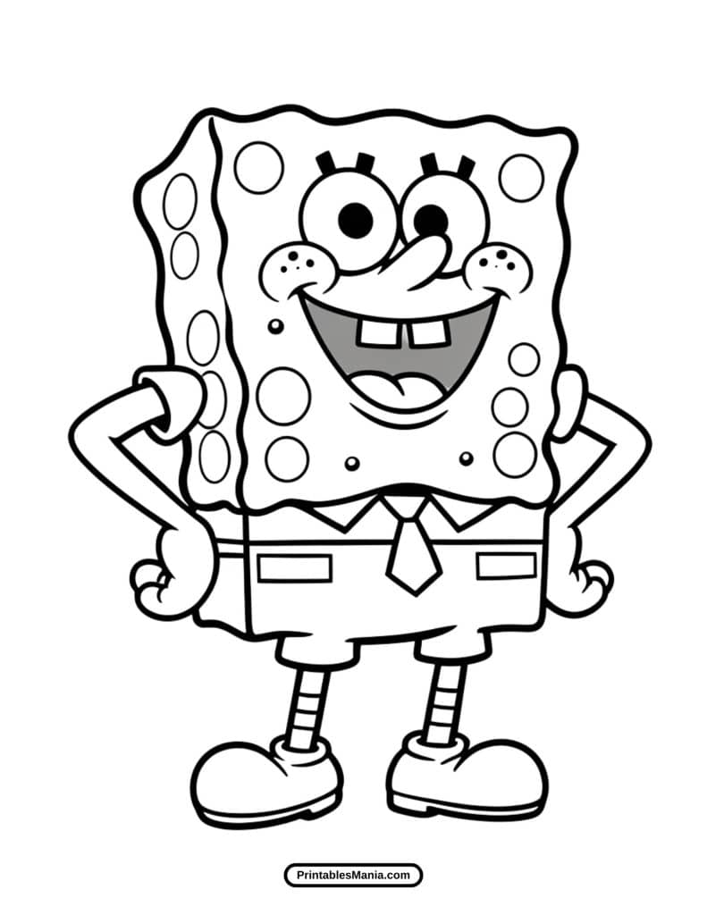 super cute and simple spongebob coloring page