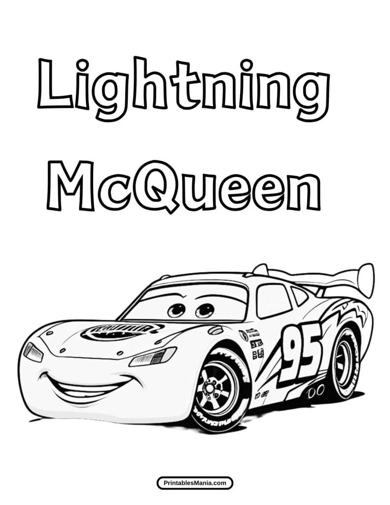 cars lightning mcqueen coloring page for fans