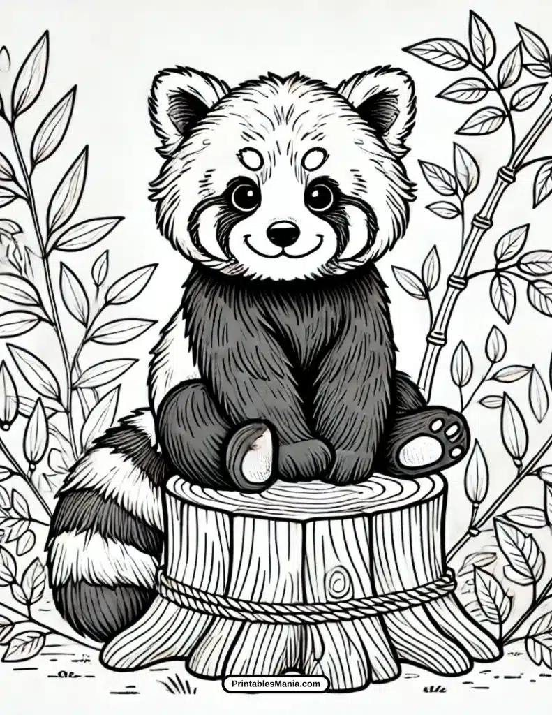 cartoon red panda coloring page free download