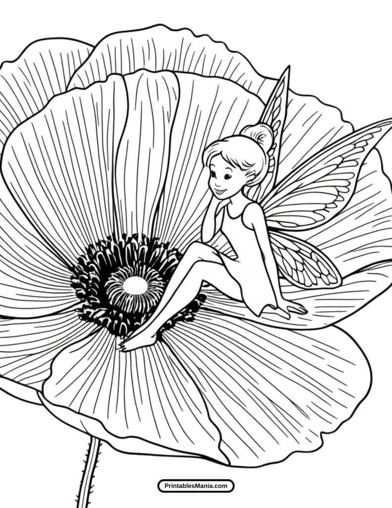 arge poppy flower coloring page 