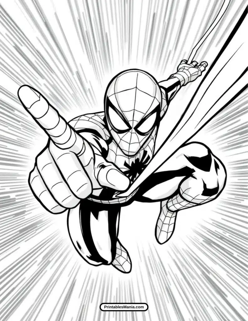 cute chibi spiderman coloring sheet for kids