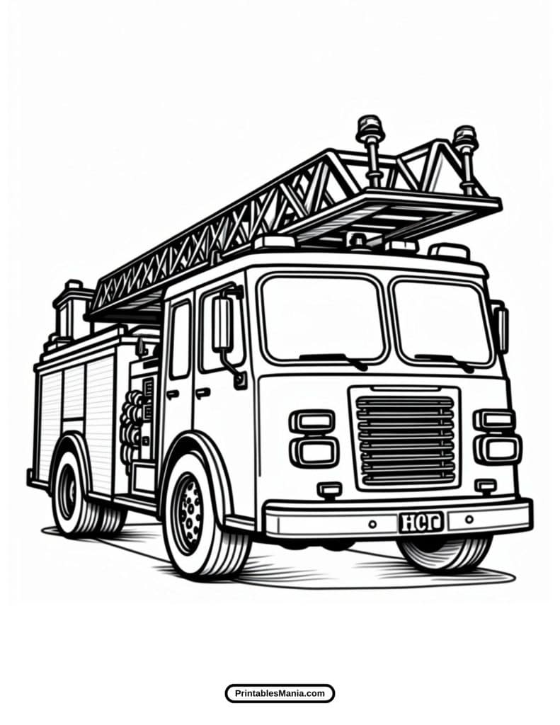 simple fire truck drawing for coloring