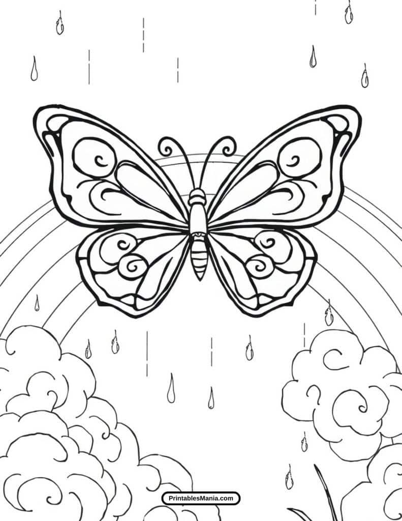 kids butterfly printable coloring page