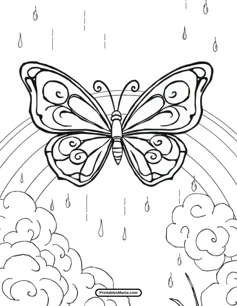 kids butterfly printable coloring page