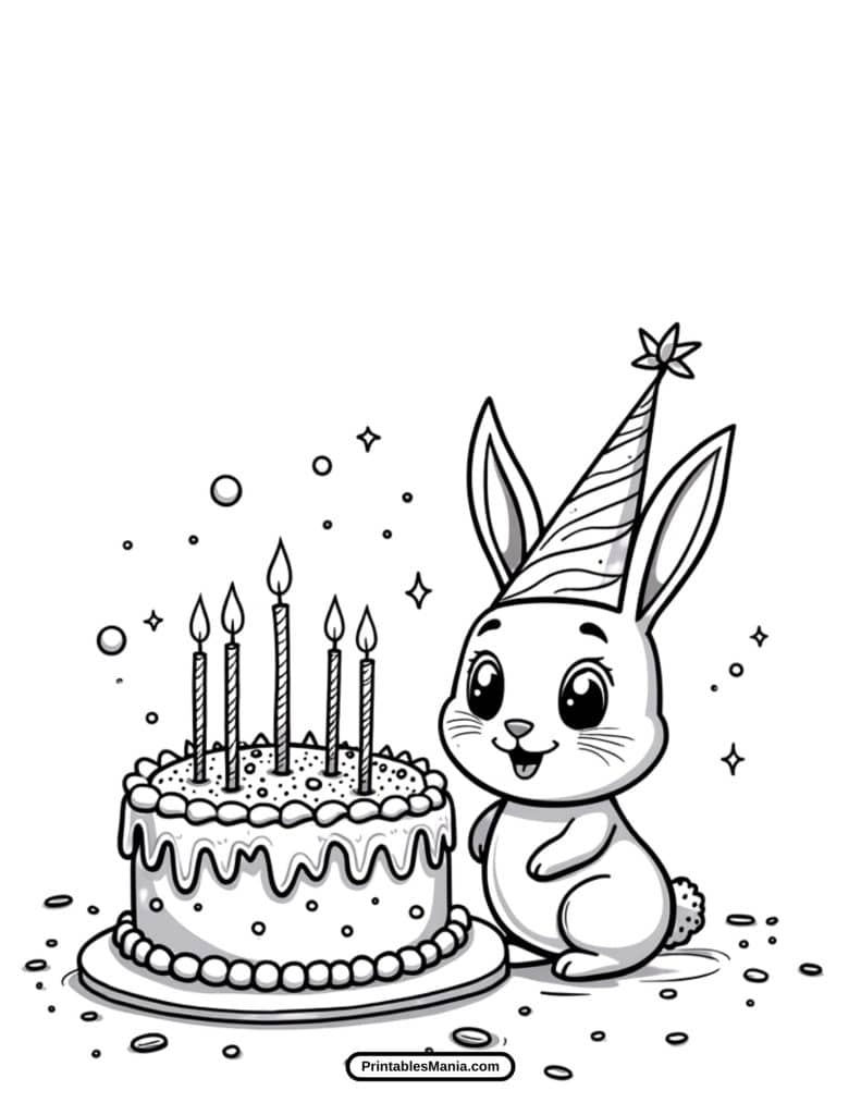 bunny with cake coloring page