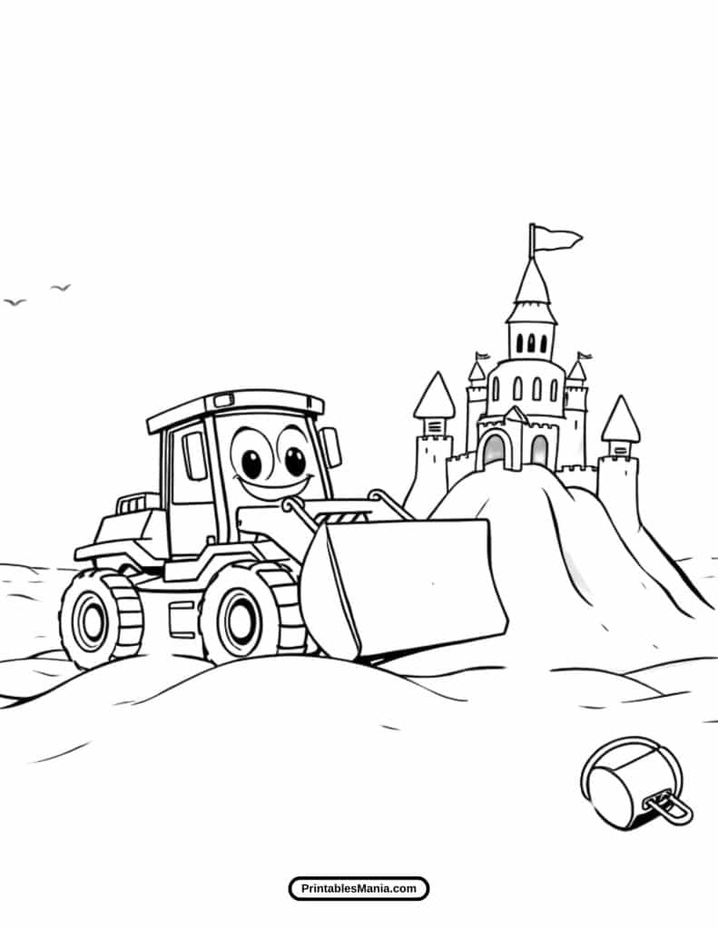 easy bulldozer coloring page for preschoolers and toddlers