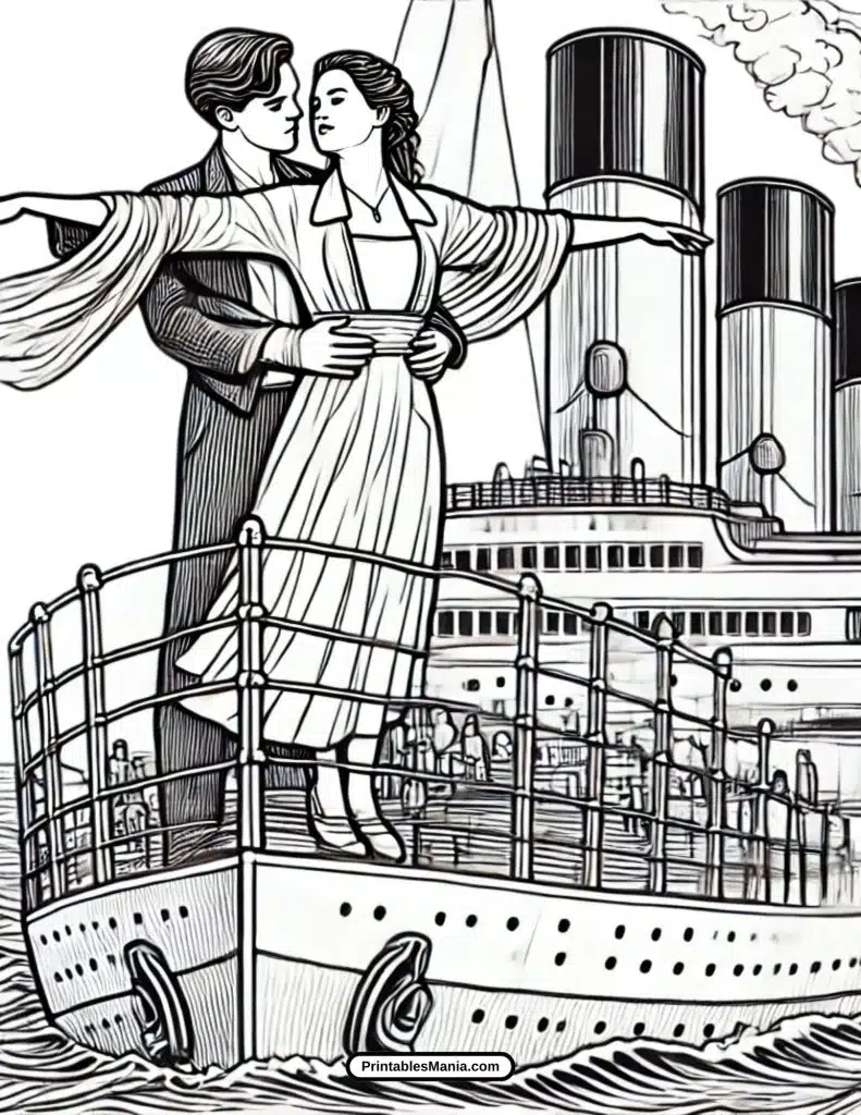 realistic titanic coloring page