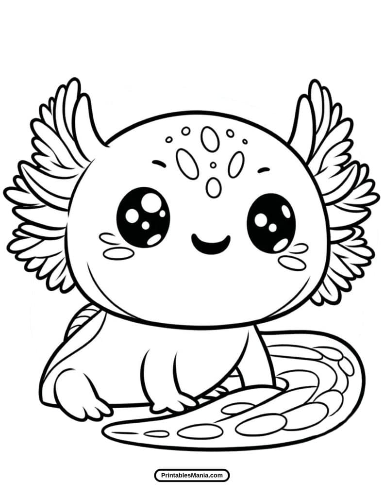 axolotl cartoon coloring sheet