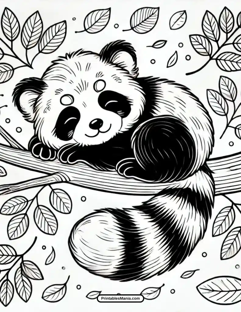 detailed red panda coloring page for adults