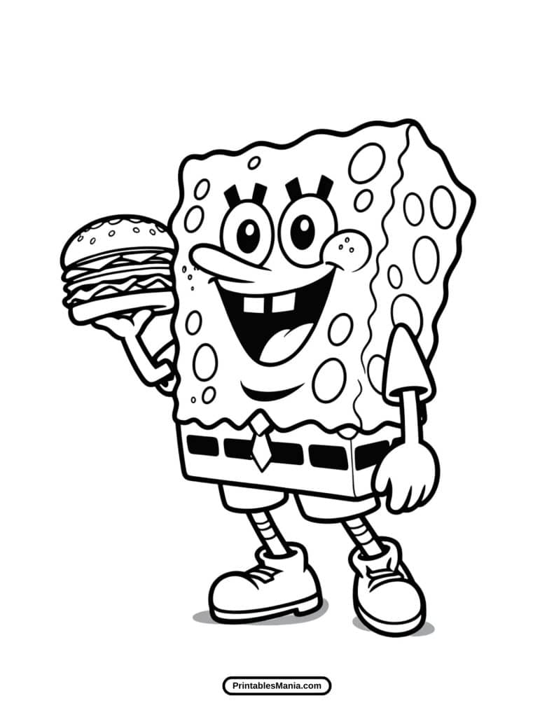 the spongebob and restaurant coloring sheet