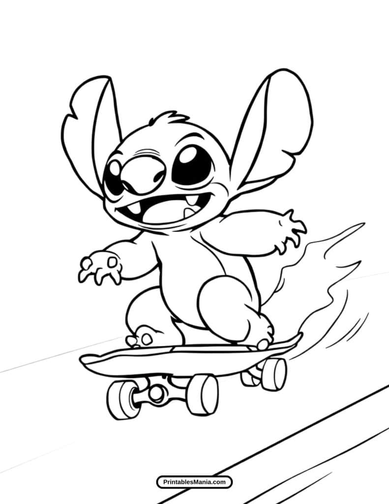 stitch coloring page for young fans