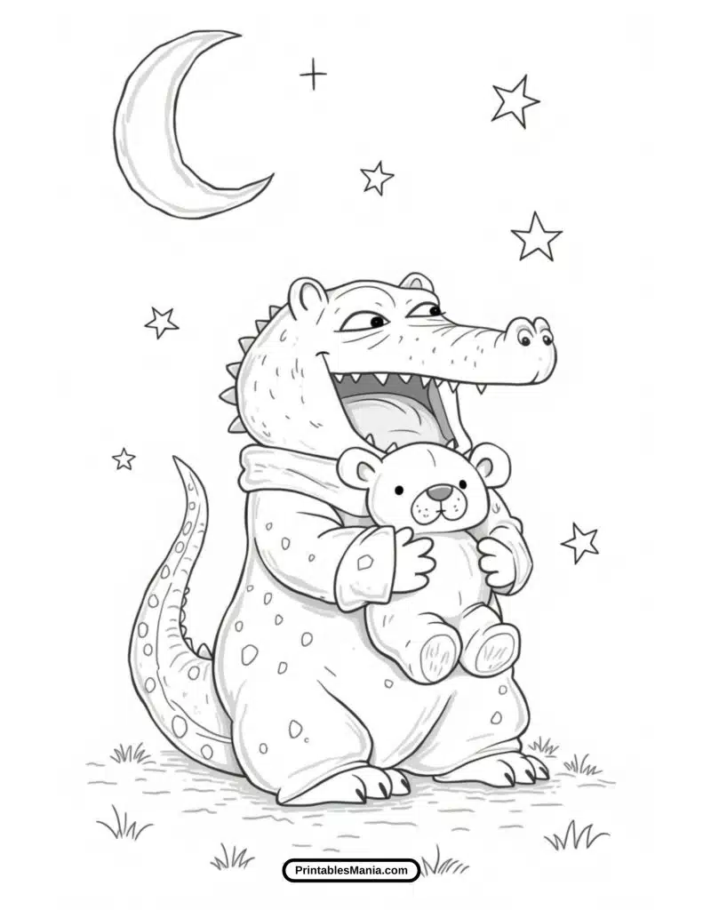 crocodile with open jaws coloring page