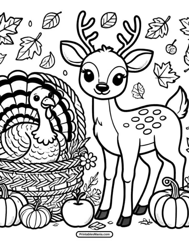 cute deer coloring sheet for kids